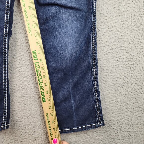 Silver Jeans Women's 31 Frances Mid Capri Stretch Low Rise Whiskered Blue Denim - Picture 4 of 11